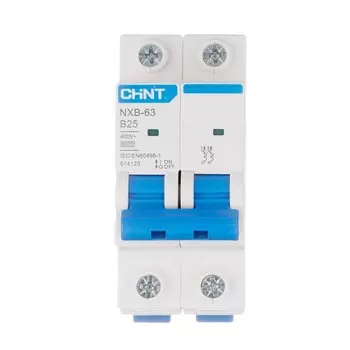 Автоматический выключатель модульный Chint NXB-63 2P 25А тип B 6 кА 400 В (814120)