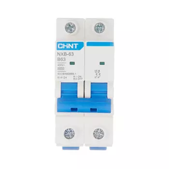 Автоматический выключатель модульный Chint NXB-63 2P 63А тип B 6 кА 400 В (814124)