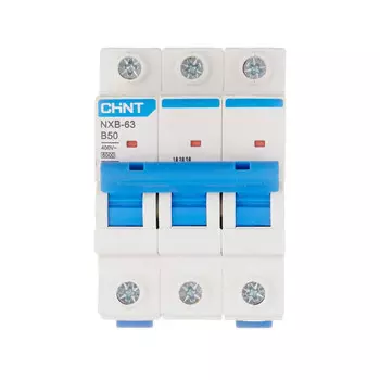 Автоматический выключатель модульный Chint NXB-63 3P 50А тип B 6 кА 400 В (814201)
