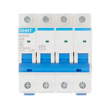Автоматический выключатель модульный Chint NXB-63 4P 25А тип C 6 кА 400 В (814250)