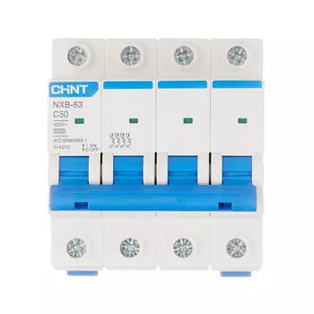 Автоматический выключатель модульный Chint NXB-63 4P 50А тип C 6 кА 400 В (814253)