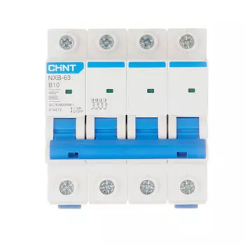Автоматический выключатель модульный Chint NXB-63 4P 10А тип B 6 кА 400 В (814273)