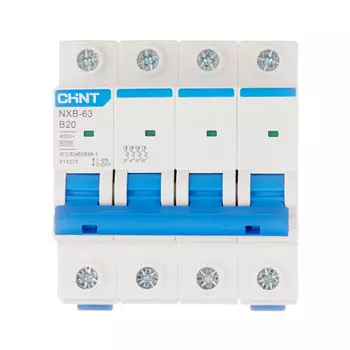 Автоматический выключатель модульный Chint NXB-63 4P 20А тип B 6 кА 400 В (814275)