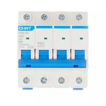 Автоматический выключатель модульный Chint NXB-63 4P 63А тип C 6 кА 400 В (814254)