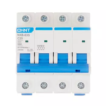 Автоматический выключатель модульный Chint NXB-63S 4P 20А тип C 4,5 кА 400 В (296906)