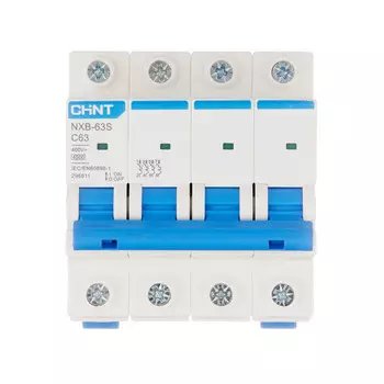 Автоматический выключатель модульный Chint NXB-63S 4P 60А тип C 4,5 кА 400 В (296911)