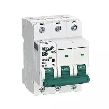 Автоматический выключатель модульный Dekraft ВА-103 3P 6А 6 кА 415 В (12237DEK)