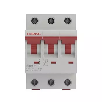 Автоматический выключатель модульный DKC Yon Max MD63N 3P 6А тип C 6 кА 400 В (MD63N-3PC6)