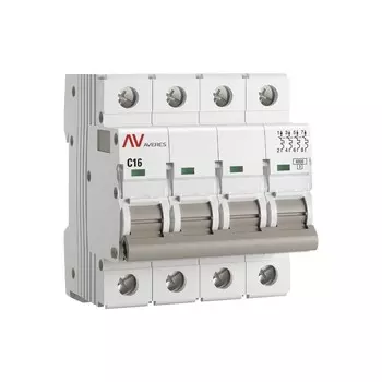 Автоматический выключатель модульный EKF Averes AV-6 4P 16А тип C 6 кА 400 В (mcb6-4-16C-av)
