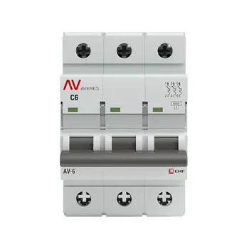 Автоматический выключатель модульный EKF Averes AV-6 3Р 6А тип C 10 кА 400 В (mcb6-3-06C-av)
