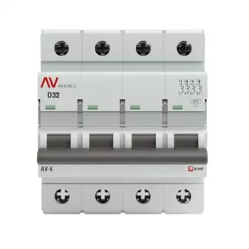 Автоматический выключатель модульный EKF Averes AV-6 4Р 32А тип D 6 кА 400 В (mcb6-4-32D-av)