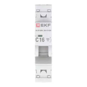 Автоматический выключатель модульный EKF PROxima ВА 47-63N 1P 16А тип C 6 кА 230 В (M636116C)