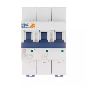 Автоматический выключатель модульный КЭАЗ OptiDin 3P 50А тип C 6 кА 380 В (260800)