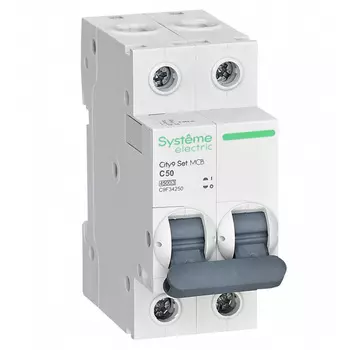 Автоматический выключатель модульный Systeme Electric City9 Set 2P 50А тип C 4,5 кА 230 В (C9F34250)