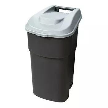 Бак мусорный Econova 90 л пластиковый с крышкой на колесах черный