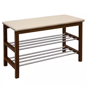 Банкетка для обуви темный орех/бежевая Sheffilton SR-0628