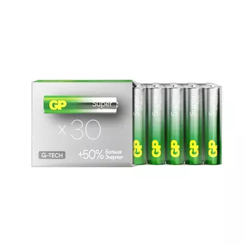 Батарейка GP Batteries Super Алкалин AAA мизинчиковая LR03 1,5 В (30 шт.) (GP 24AA21-2CRSWC30)