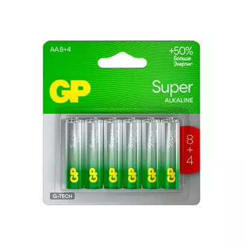 Батарейка GP Batteries Super G Tech ААА мизинчиковая LR03 1,5 В (12 шт.) (GP 24AA218/4-2CRSBC12)