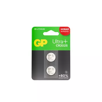 Батарейка GP Batteries Ultra+ Литий таблетка CR2025 3 В (2 шт.) (GP CR2025UP-2CCRSBC2)