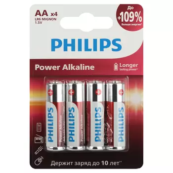 Батарейка Philips Power АА пальчиковая LR6 1,5 В (4 шт.) (Б0062746)