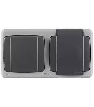 Блок выключатель и розетка Makel Mimoza одноклавишный накладной серый (36064202)