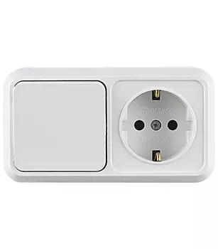 Блок выключатель и розетка Makel Siva Ustu одноклавишный накладной белый (451A1)