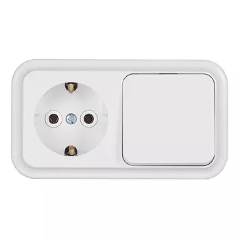 Блок выключатель и розетка Svet одноклавишный накладной белый (EV0362-5120)