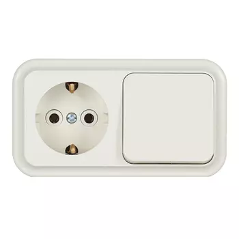 Блок выключатель и розетка Svet одноклавишный накладной бежевый (EV0362-5122)