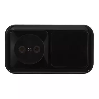 Блок выключатель и розетка Svet одноклавишный накладной черный (EV0362-5141)