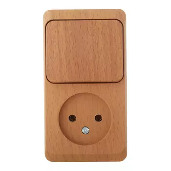 Блок выключатель и розетка Systeme Electric Этюд одноклавишный накладной бук (BPA16-204T)