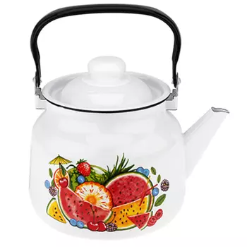 Чайник эмалированный Магнитогорская эмаль Арбуз 3,5 л белый