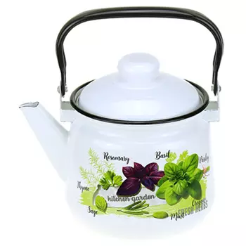 Чайник эмалированный Магнитогорская эмаль Базилик 2,5 л белый