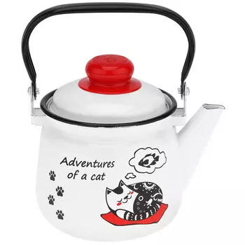 Чайник эмалированный Магнитогорская эмаль Коты 1,5 л белый