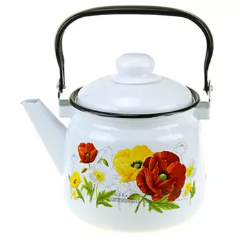 Чайник эмалированный Магнитогорская эмаль Маки-М 2,5 л белый