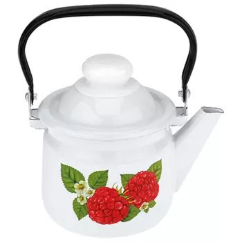 Чайник эмалированный Магнитогорская эмаль Малина 1 л белый/черный