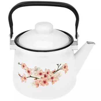 Чайник эмалированный Магнитогорская эмаль Сакура 2,5 л белый