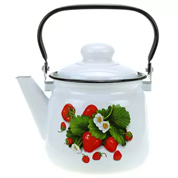 Чайник эмалированный Магнитогорская эмаль Земляника 1,5 л белый