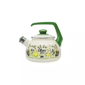 Чайник со свистком эмалированный Metrot Олива 2,5 л светло-бежевый