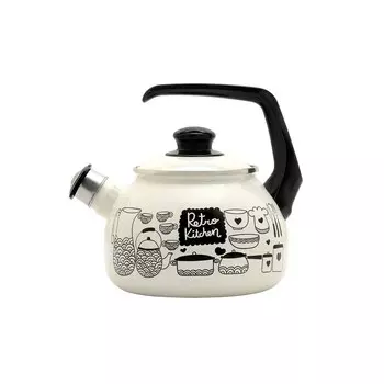 Чайник со свистком эмалированный Metrot Ретро 2,5 л светло-бежевый