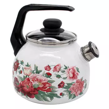 Чайник со свистком эмалированный Стальэмаль Армель 2 л белый