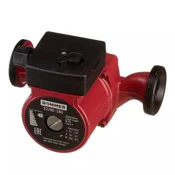 Циркуляционный насос для систем отопления Rommer 32/60 DN32 подъем 6 м 180 мм с гайками (RCP-0002-3261801)