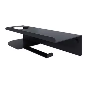 Держатель для туалетной бумаги Ulitka Unit с полкой с держателем освежителя воздуха металл черный (74104470)