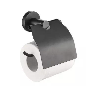 Держатель для туалетной бумаги Zenfort 20586 с крышкой металл черный (102030)