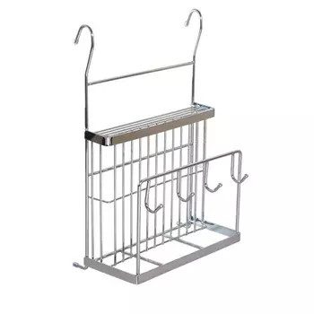 Держатель на рейлинг для ножей и досок с крючками 250х150х395 мм хром (MX-427)