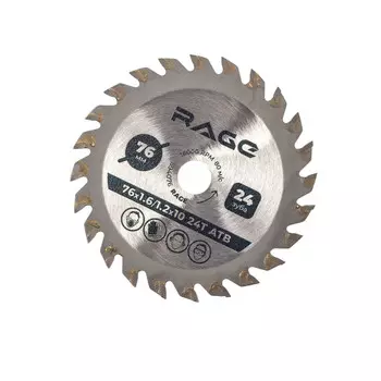 Диск пильный по дереву для мини УШМ Rage 76x10x1,2 мм 24 зуба (594076)