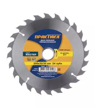Диск пильный по дереву Практика 250х32/30х2,9 мм 24 зуба (030-498)