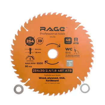 Диск пильный по дереву Rage by Vira Universal 254х30х1,8 мм 48 зубьев (594238)