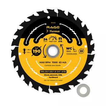 Диск пильный по дереву Rage Furious Fast cut 190х30х1 мм 24 зуба (594232)