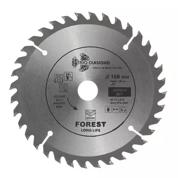Диск пильный по дереву Trio-Diamond 160х20х1,4 мм 36 зубьев (FLL814)