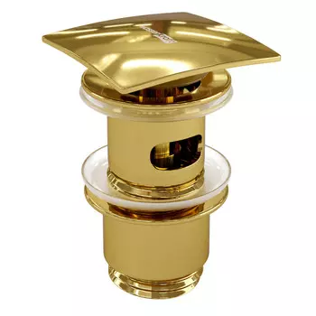 Донный клапан WasserKraft клик-клак 1 1/4 с переливом золото (A168)